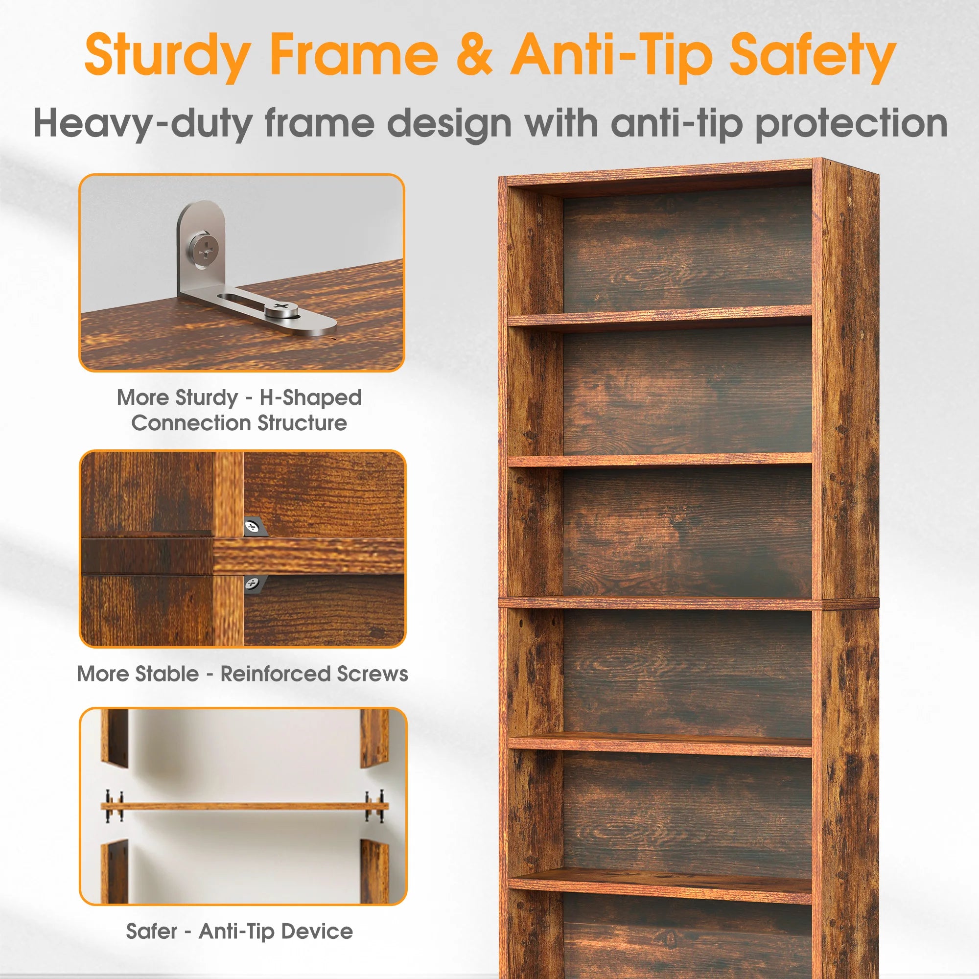 Books Galore!!  MCQ 6 Shelf Bookcase Wooden Large 63 Inch Tall
