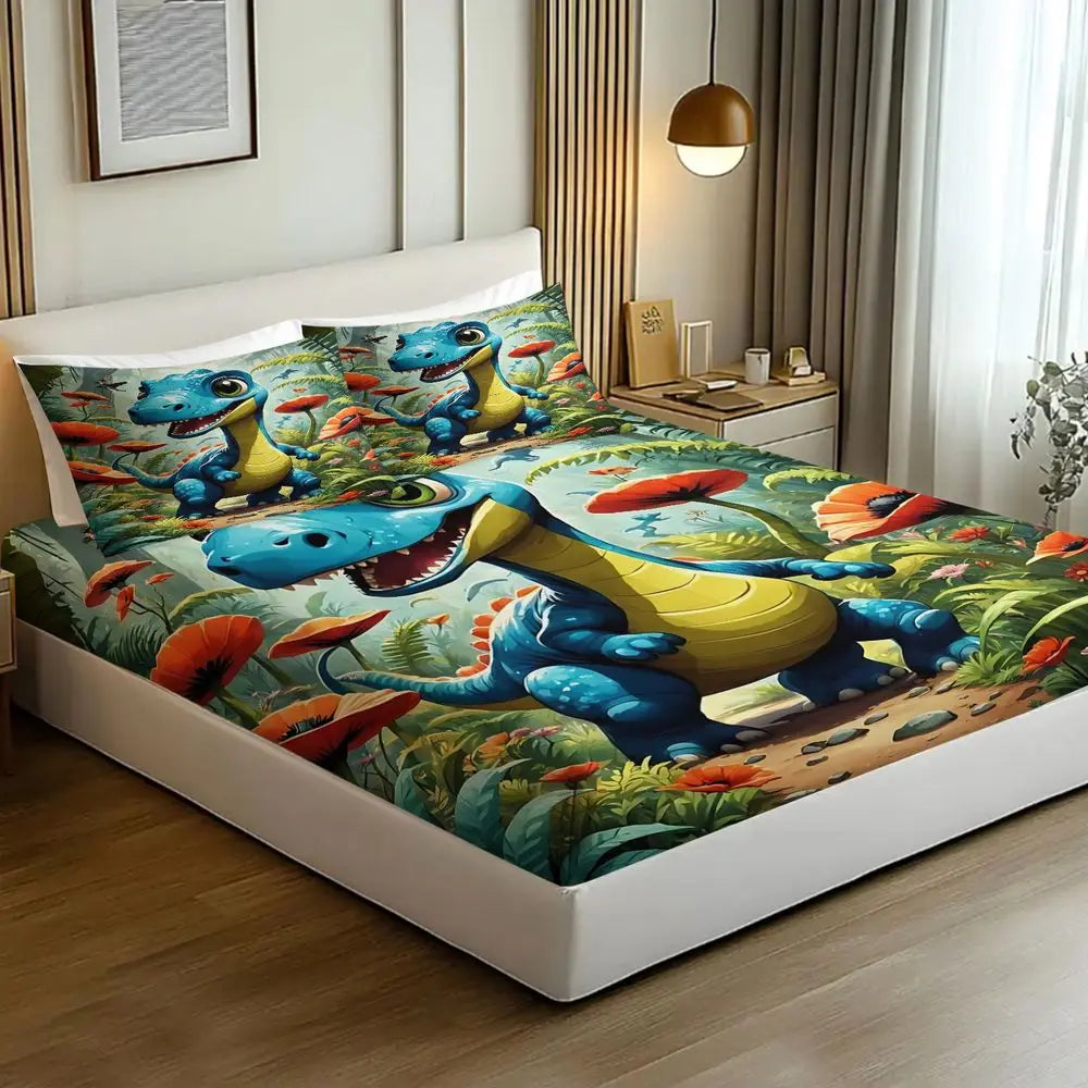 Dinosaur Print Fitted Bedding Set
