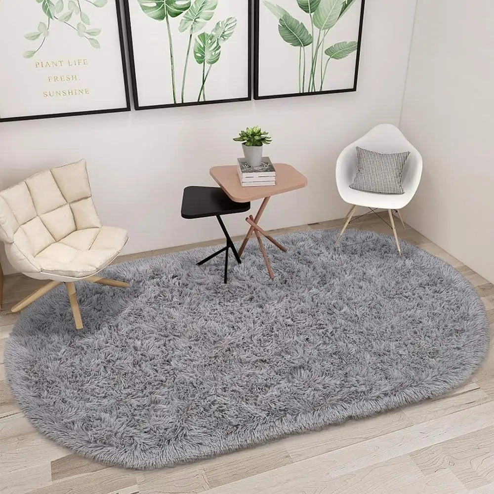 Non-Slip Area Rug,Oval Fluffy Ultra Soft Area Rugs,Washable,