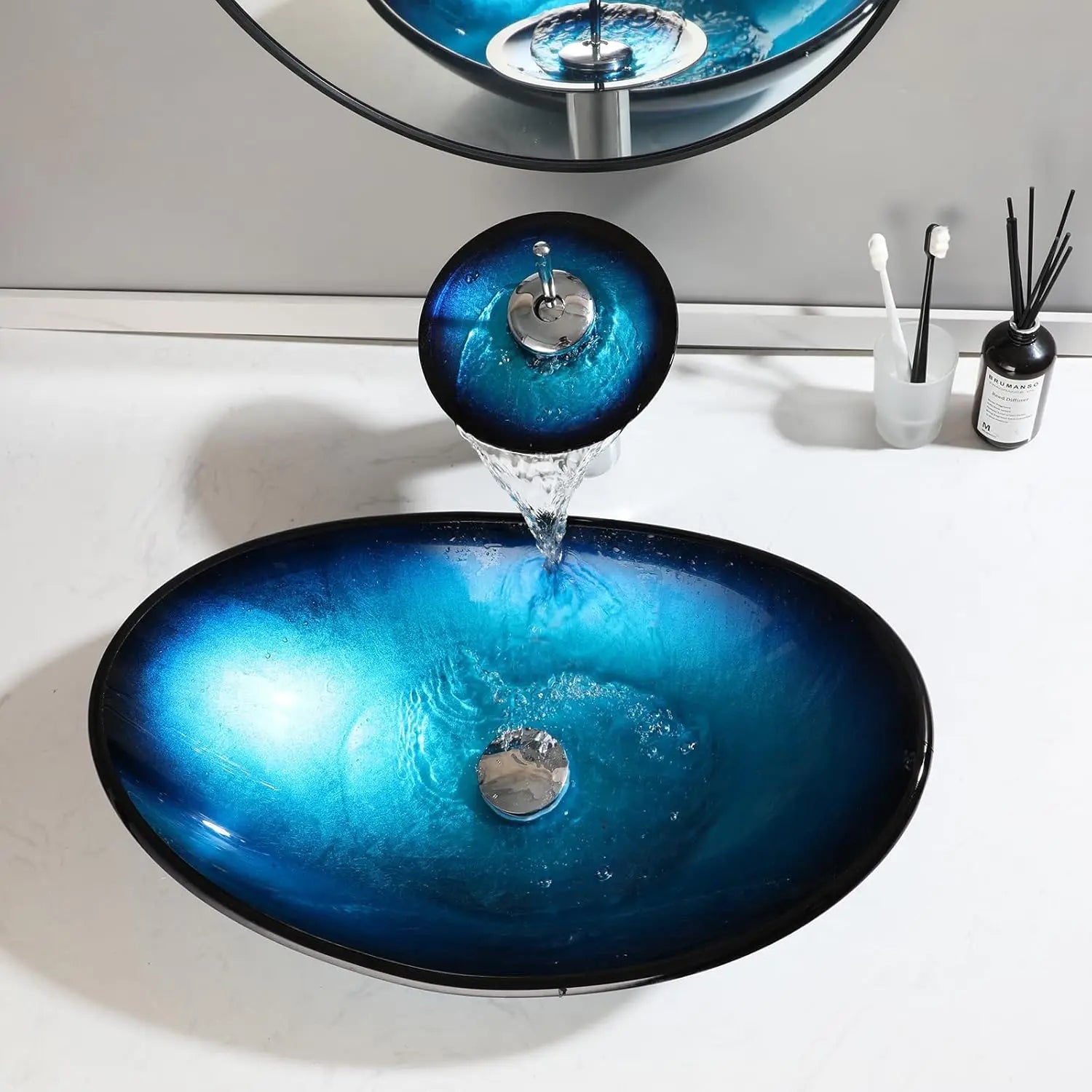 Bathroom Sink Countertop Basin Bowl with Faucet