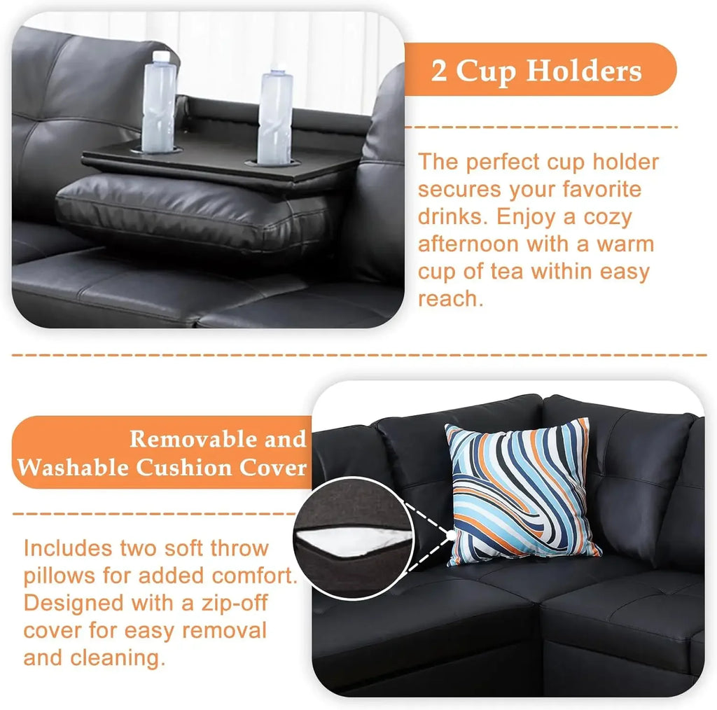 Sectional Sofa Couch, Modern 4-Seaters Living Room Furniture Set
