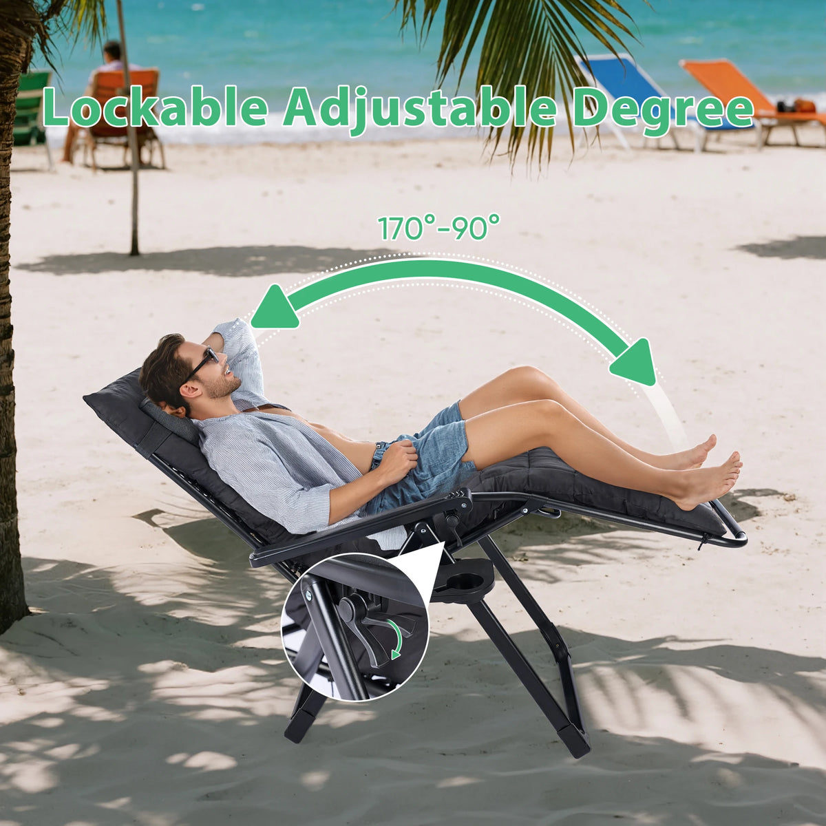 Zero Gravity Recliner Patio Lounge Chair ,Portable with Cup Holders