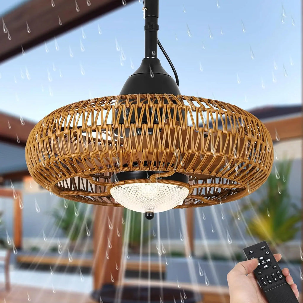 Waterproof Outdoor Ceiling Fan with Lights Remote Control Wet Rated