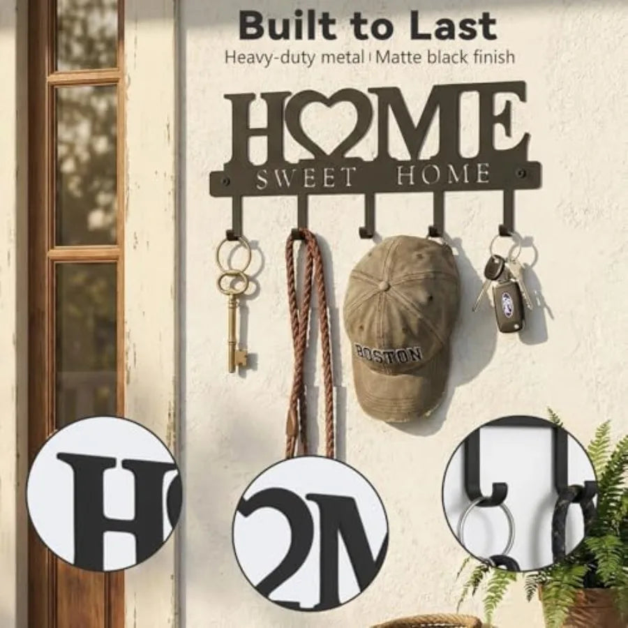 Entryway Wall Metal Key Holder with 5 Hooks