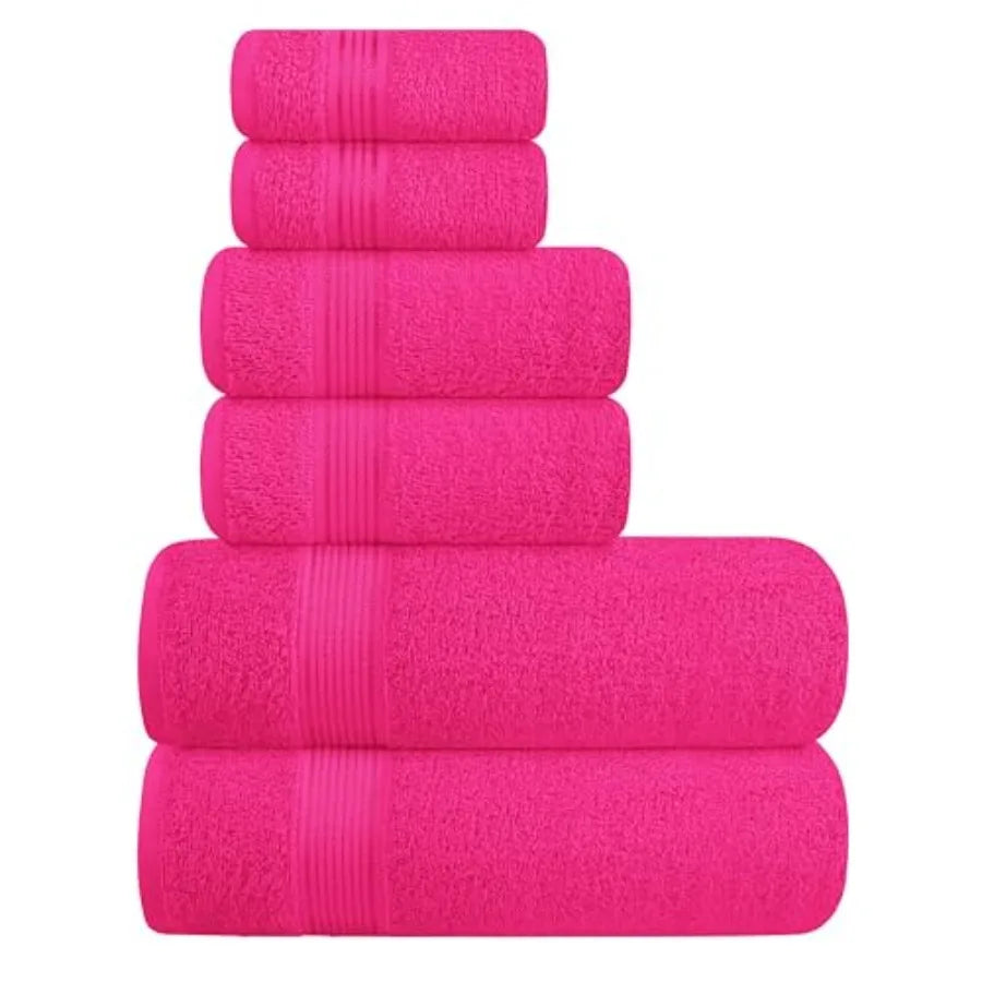 Ultra Soft 6 Pack Cotton Towel Set, Assorted Colors