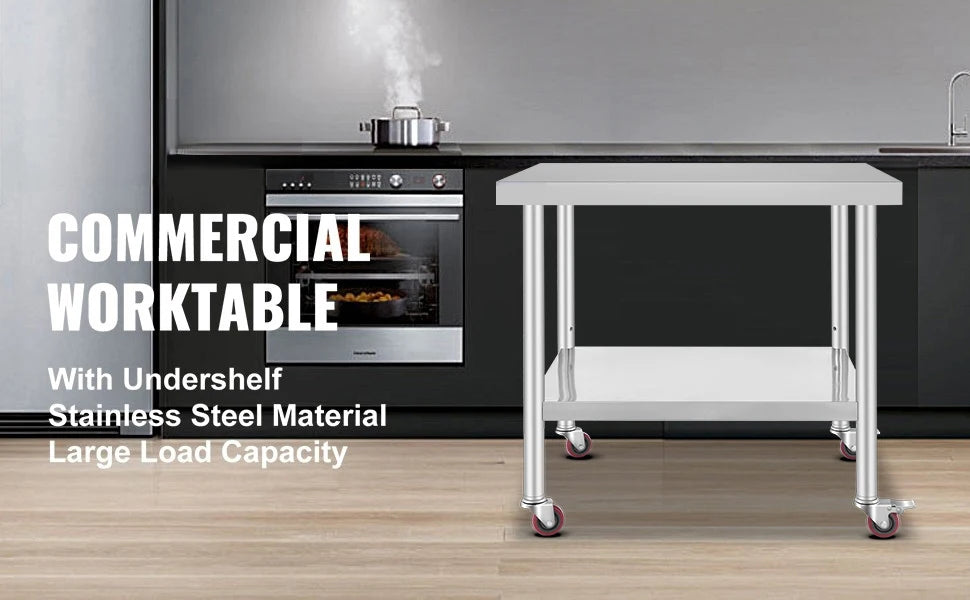 Stainless Steel Kitchen Worktable shelves Commercial Work Bench Table