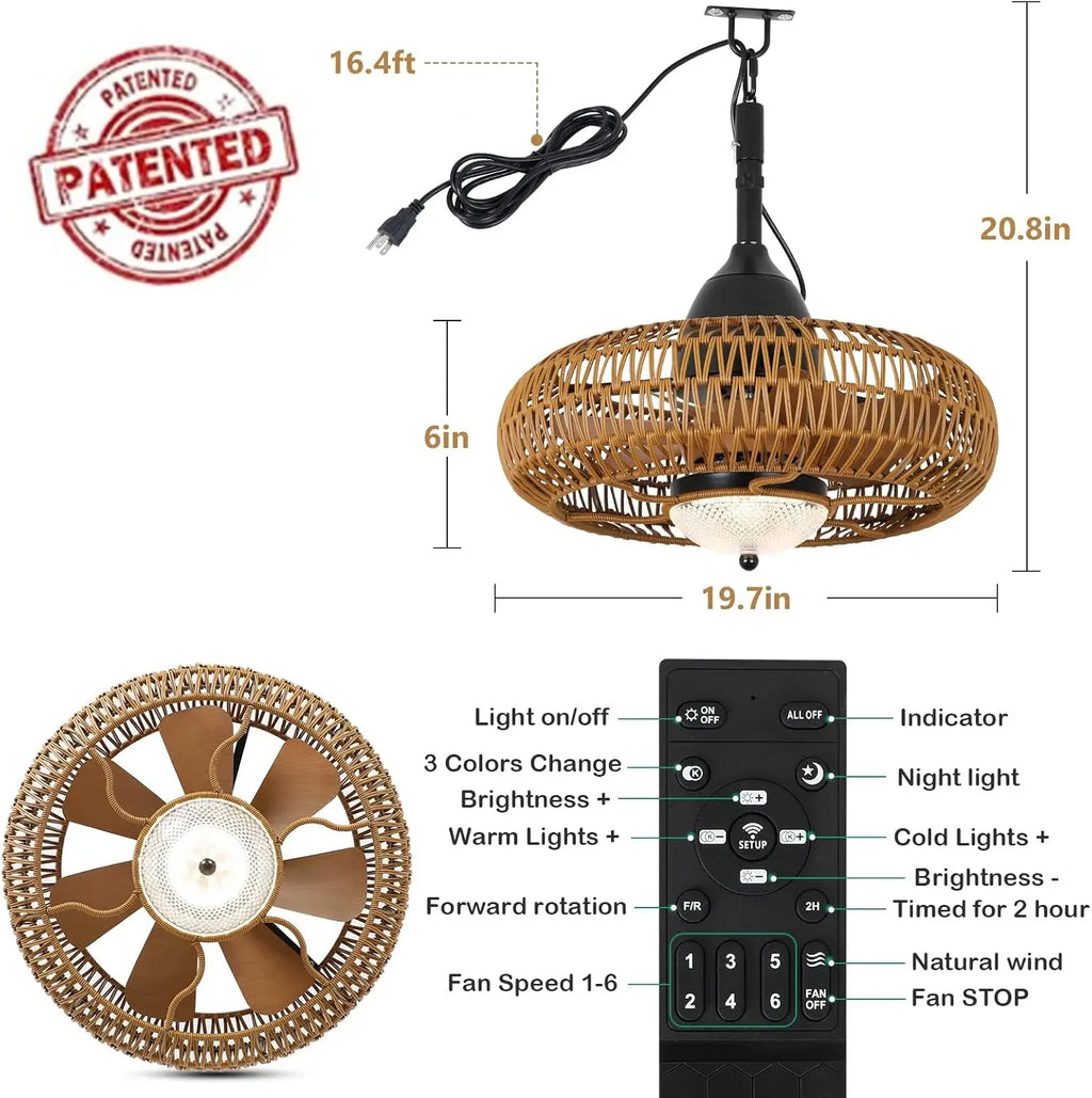 Waterproof Outdoor Ceiling Fan with Lights Remote Control Wet Rated