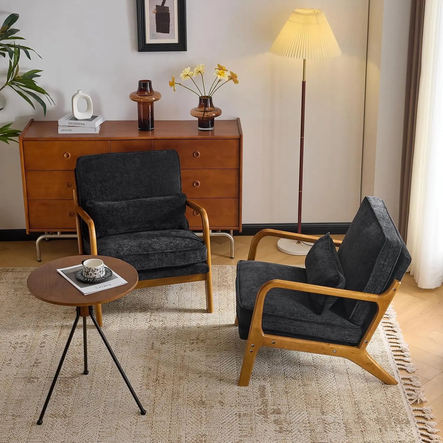 Chenille Mid-Century Modern Accent Chair