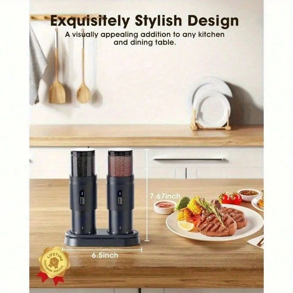 One handed Electric Salt And Pepper Grinder Set Large Capacity