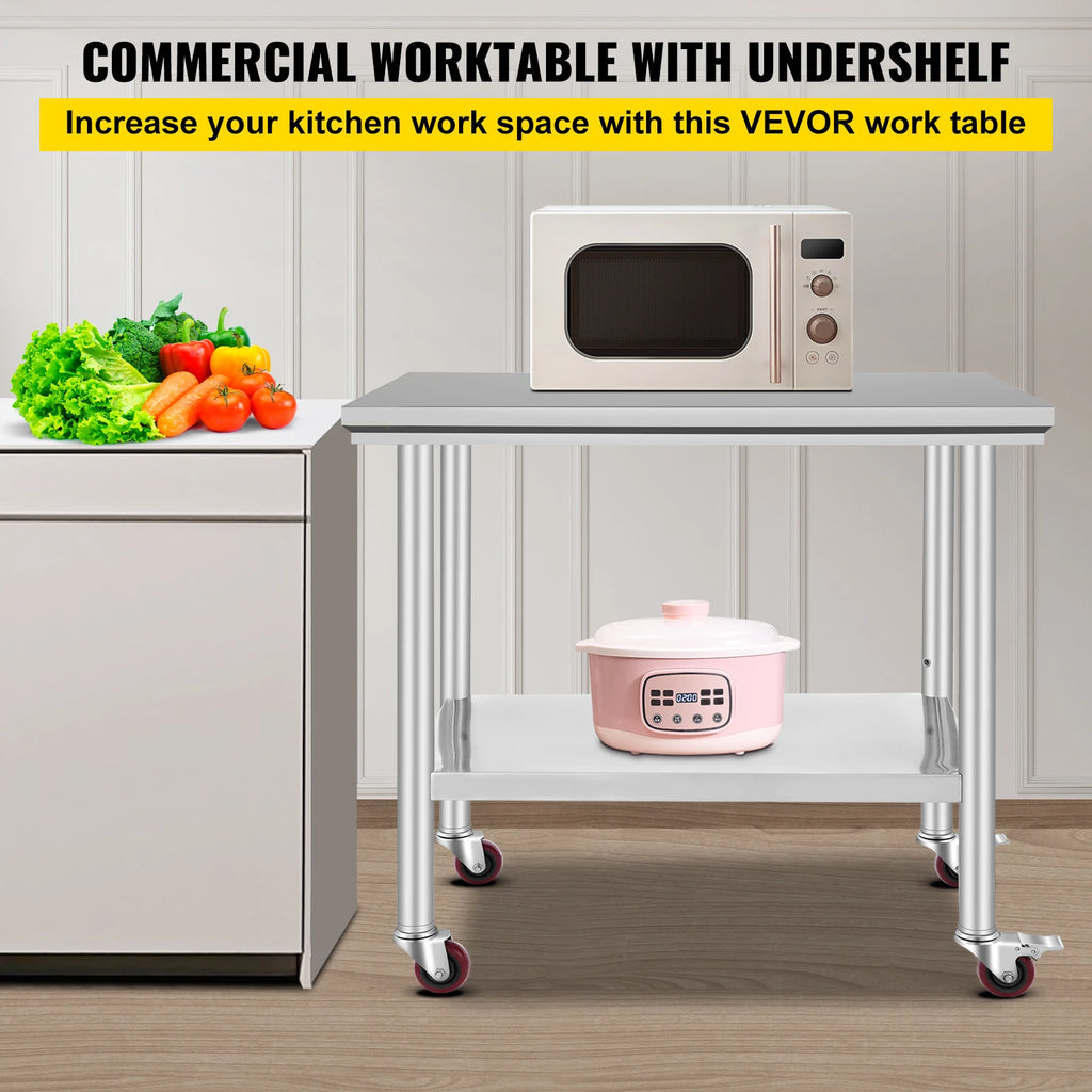 Stainless Steel Kitchen Worktable shelves Commercial Work Bench Table