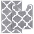 Bathroom Rugs Set 2 Piece, Microfiber,Mat And U-Shaped Toilet Rug,