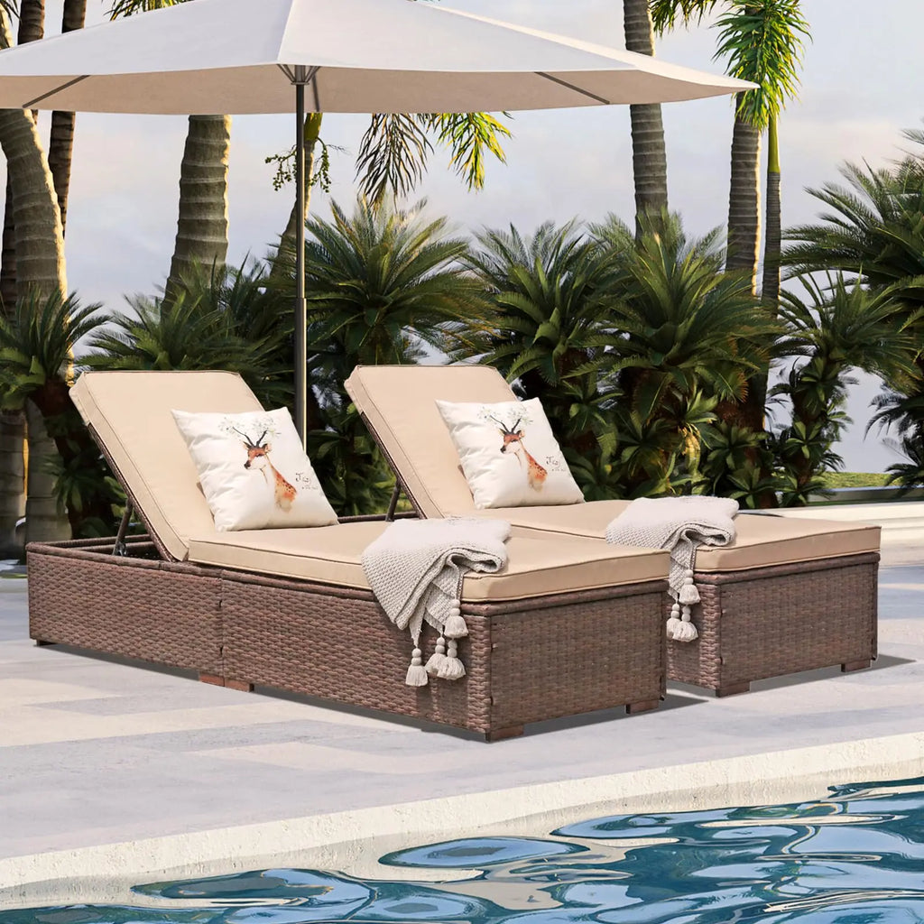 Outdoor Chaise Lounge Chairs, 2 Pieces  Wicker
