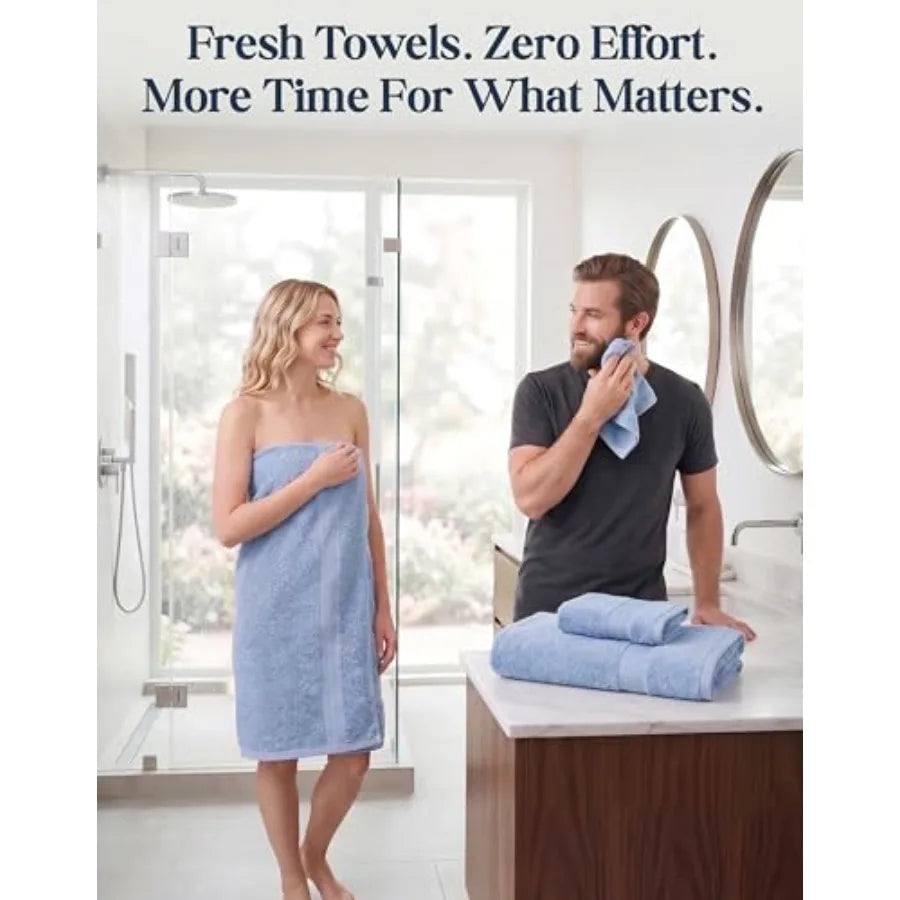 100% Cotton Bath Towels 6 Piece Set - Super Soft, Quick Dry and Absorbent - 2 Bath, 2 Washcloths, 2 Hand Towels for Bathroom -