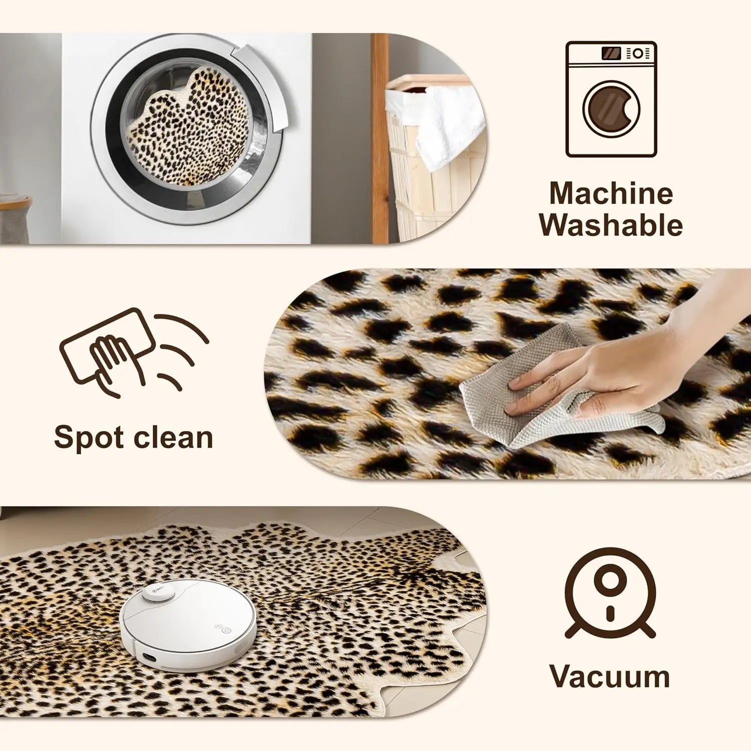 Be wild! Cheetah Print Rug, 5.2x7 Faux Animal Print Skin