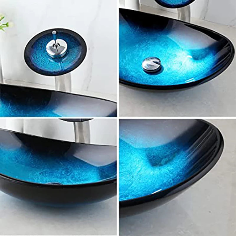 Bathroom Sink Countertop Basin Bowl with Faucet