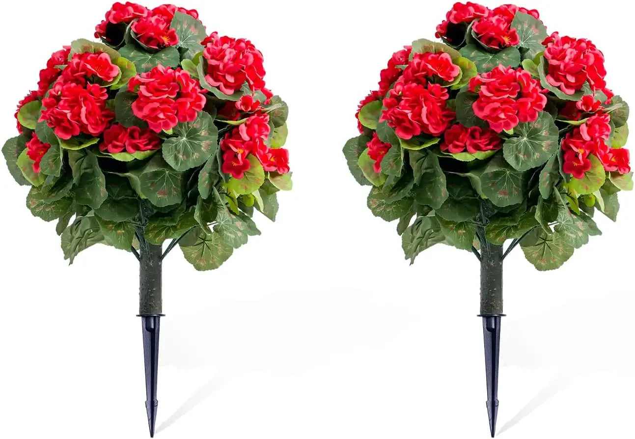 Set Of 2 Artificial Topiary Ball Trees Metal Stakes, 21.6" Color Options