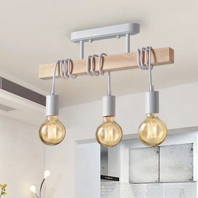 American Retro Wood Art Winding Pendant Black or White Cord