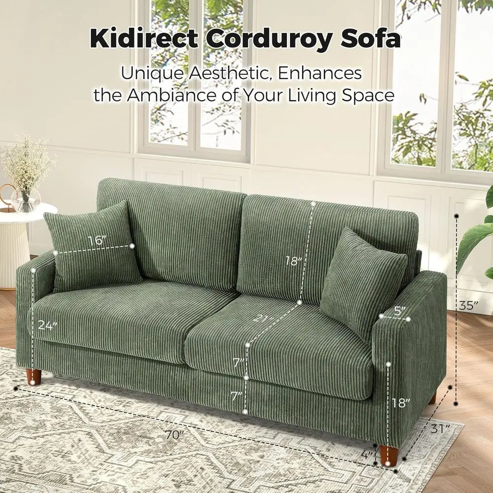 70-Inch Corduroy Couch for Living Room