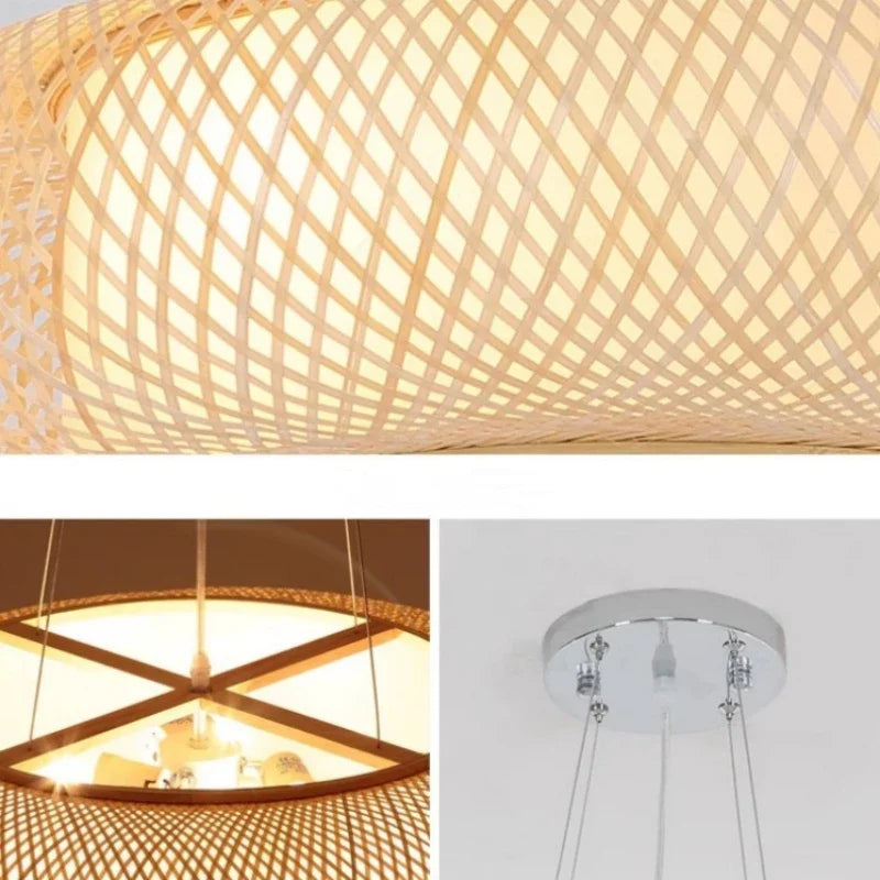 Bamboo Woven Ceiling Lamp Japanese  Circular Pendant Light