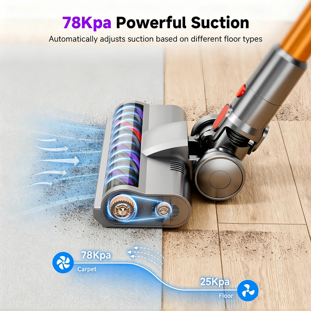 Powerful Cordless Vacuum Cleaner LED Display 45Mins Self Standing