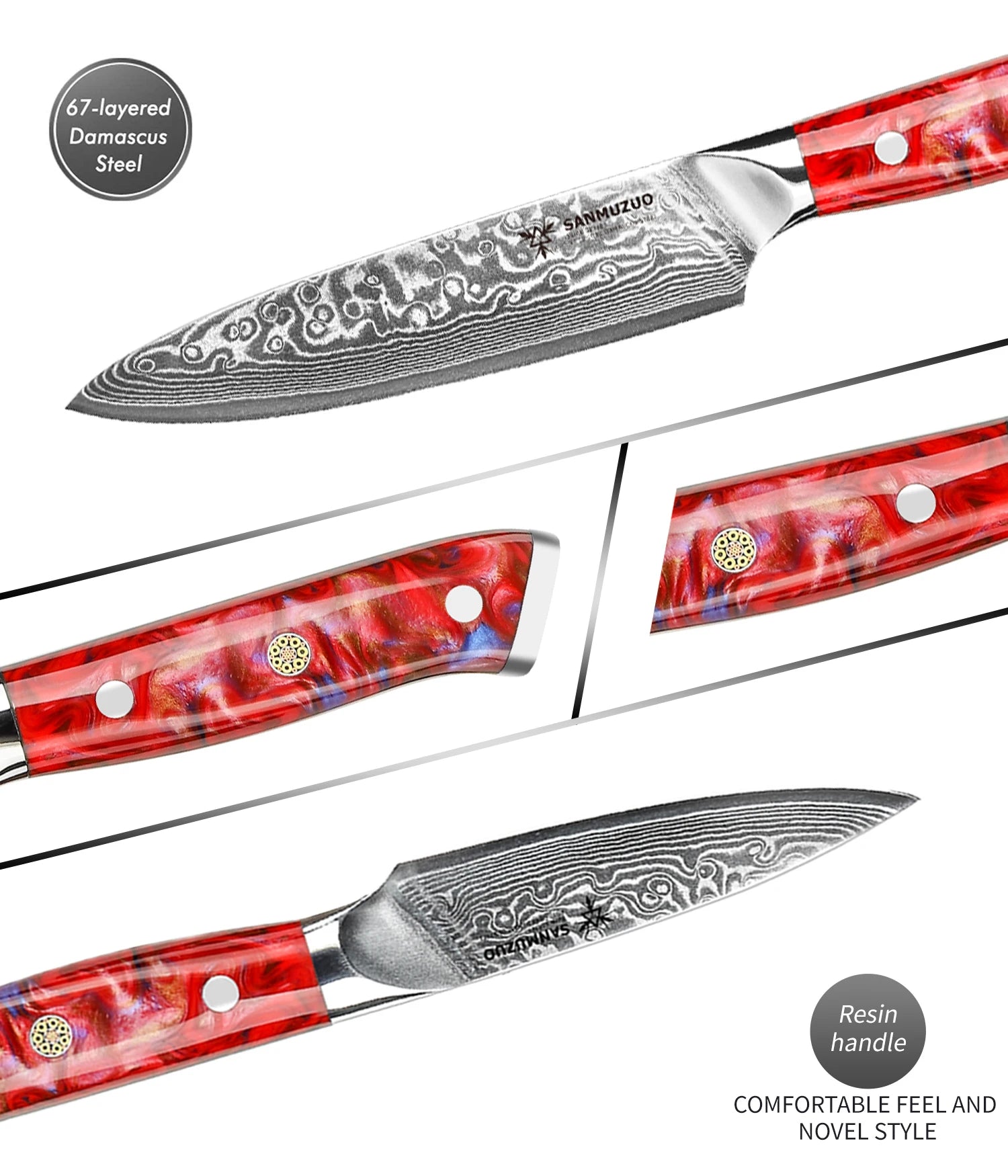 Elegant  2PCS Kitchen Knife Set - Ultra Sharp Damascus Steel  Beautiful Color Options