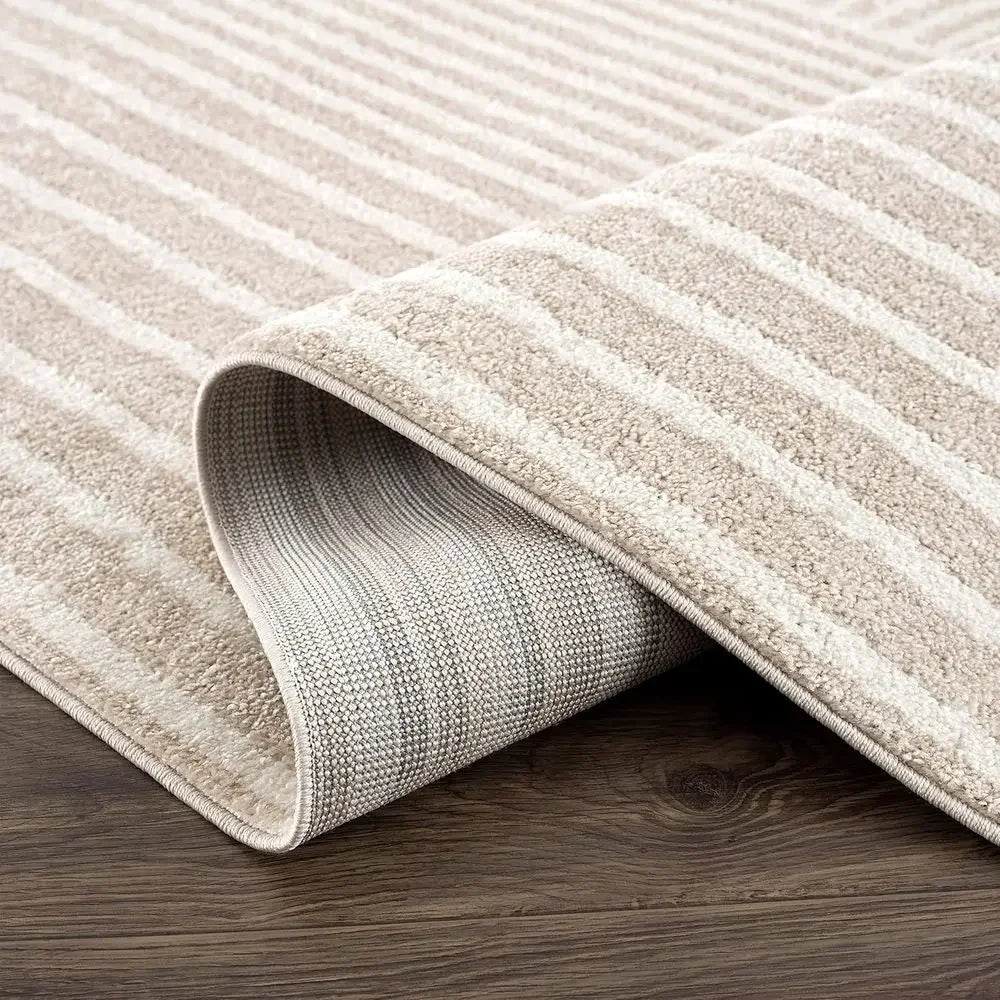 Pretty Pattern 5' x 8' Beige Arch Area Rug - Durable, Stain Resistant, Modern Design