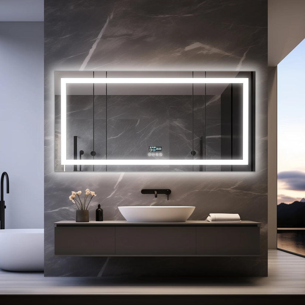 Musical LED Bathroom Mirror with Lights Vanity Make Up Mirror Dimmable