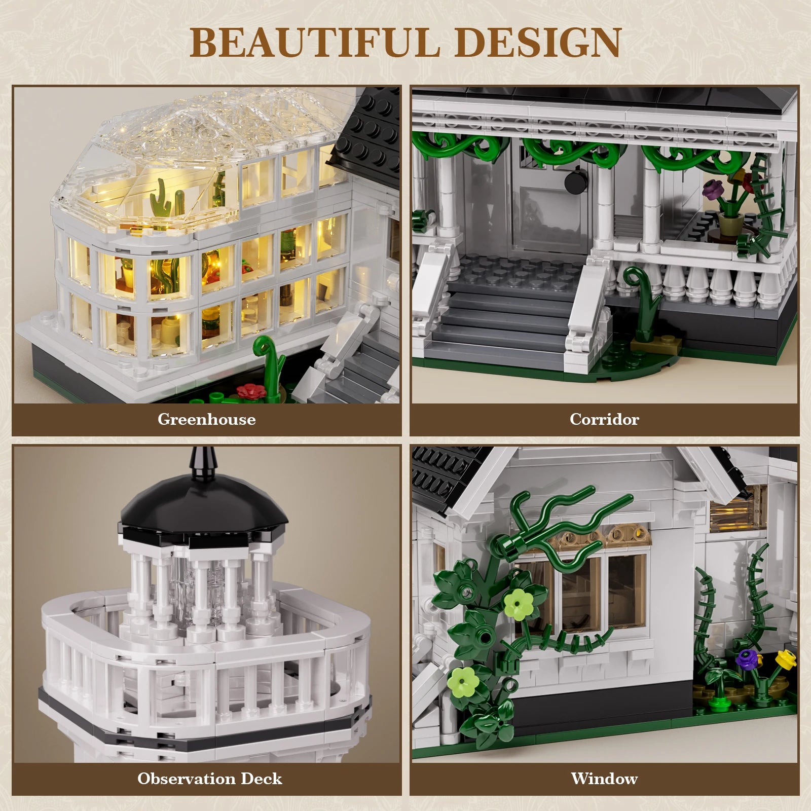 For the Builder: Magic House Building Set Home Decor with LED Light, Owens House (1877PCS)