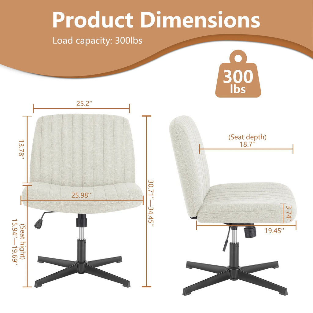 Durable Wide Seat and Cross Legged Office Chair