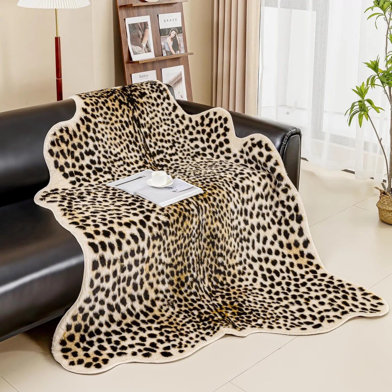 Be wild! Cheetah Print Rug, 5.2x7 Faux Animal Print Skin