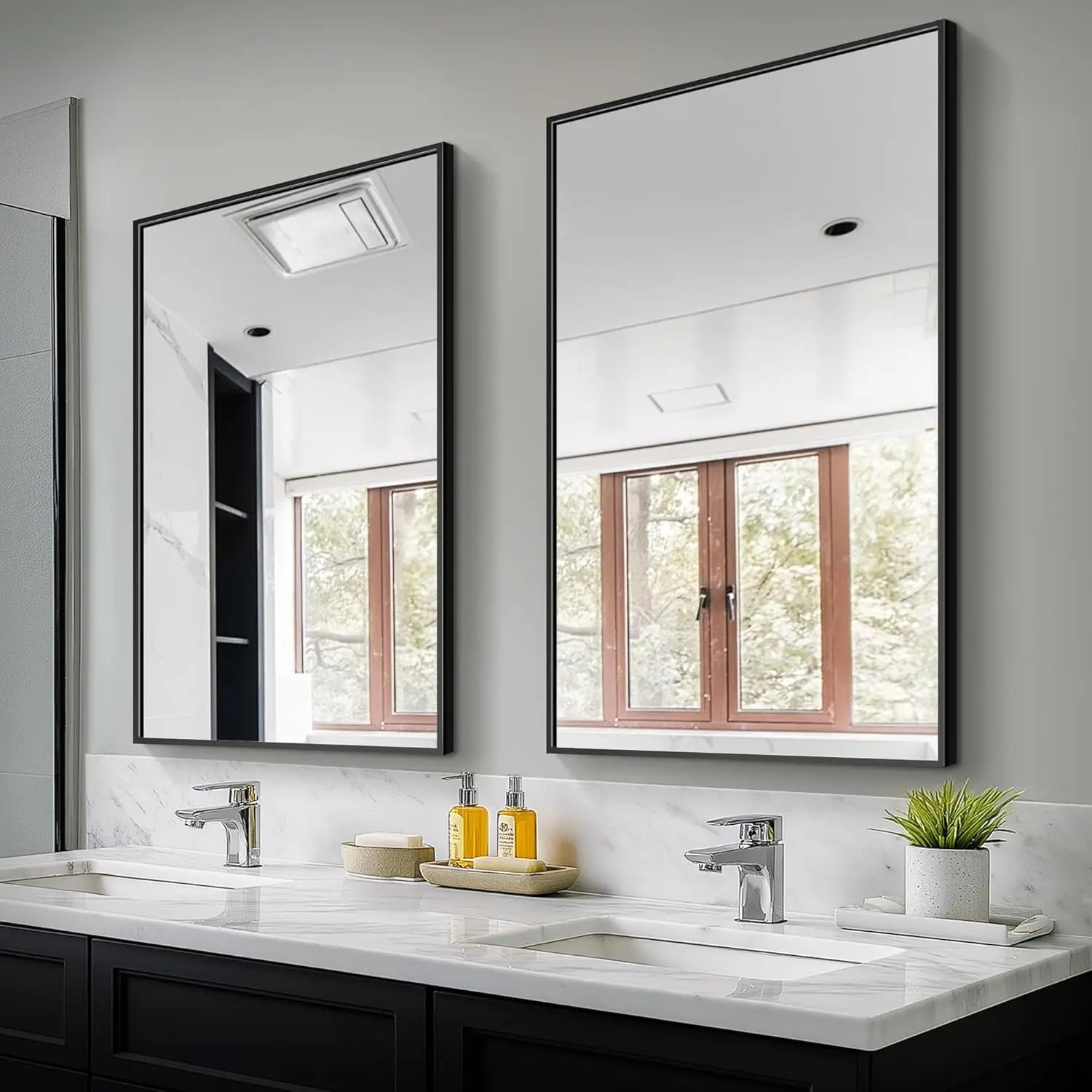 Bathroom Vanity Mirror for Wall, 2 Pack 36" x 24" Metal Framed Rectangular