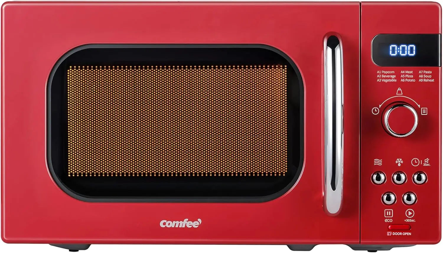 Retro Small Microwave Oven With Compact Size, 9 Preset Menus, Position-Memory Turntable, Mute