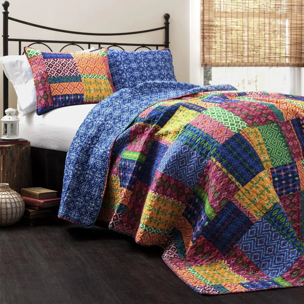 Misha Reversible Cotton Quilt Queen Size 3 Piece Set