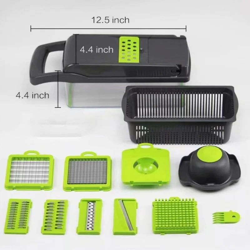 Upgraded Vegetable Chopper, Multi-Functional Easy Safe Kitchen Slicer Dicer