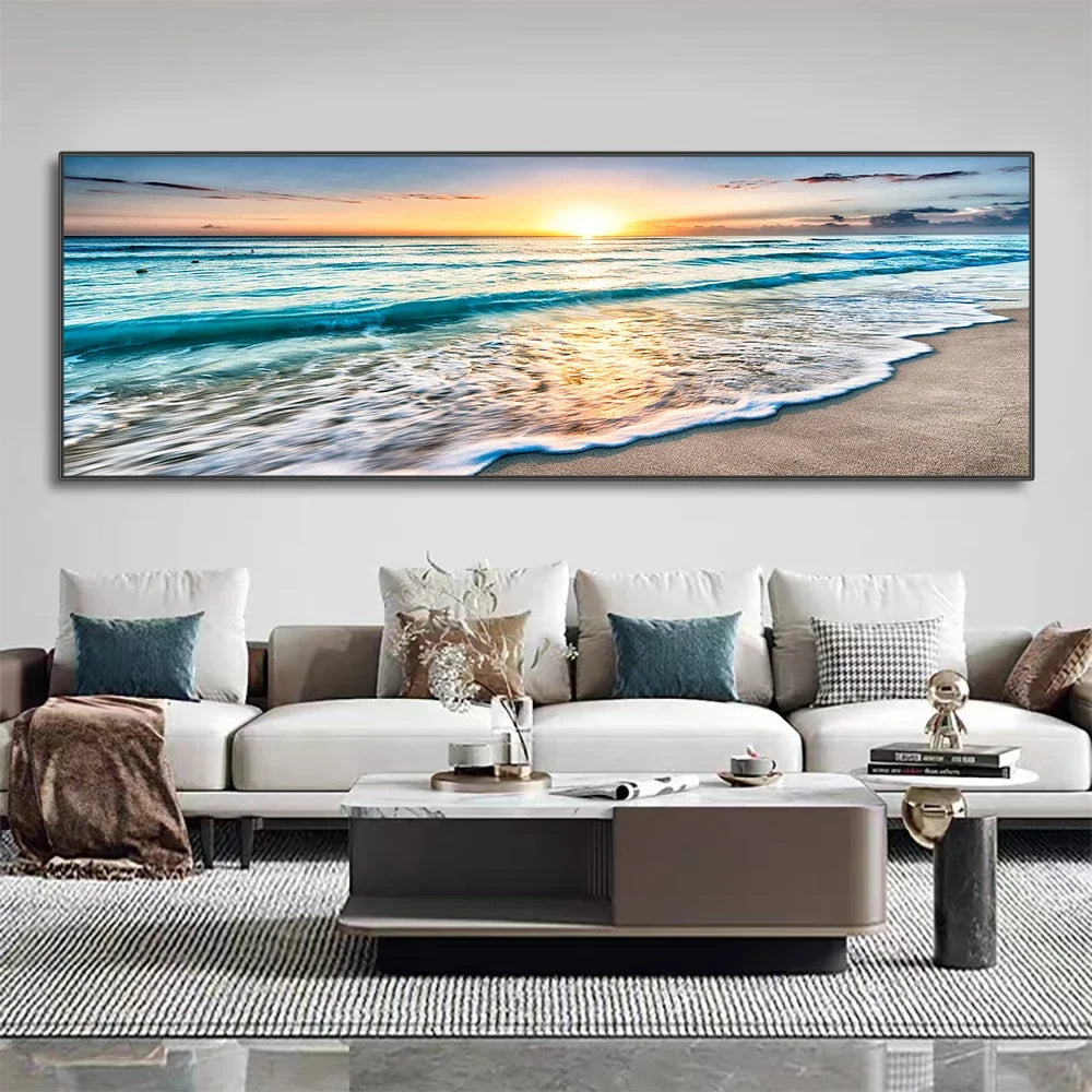 Modern Natural Beach Landscape Wall Art Poster Prints Sea Sunset