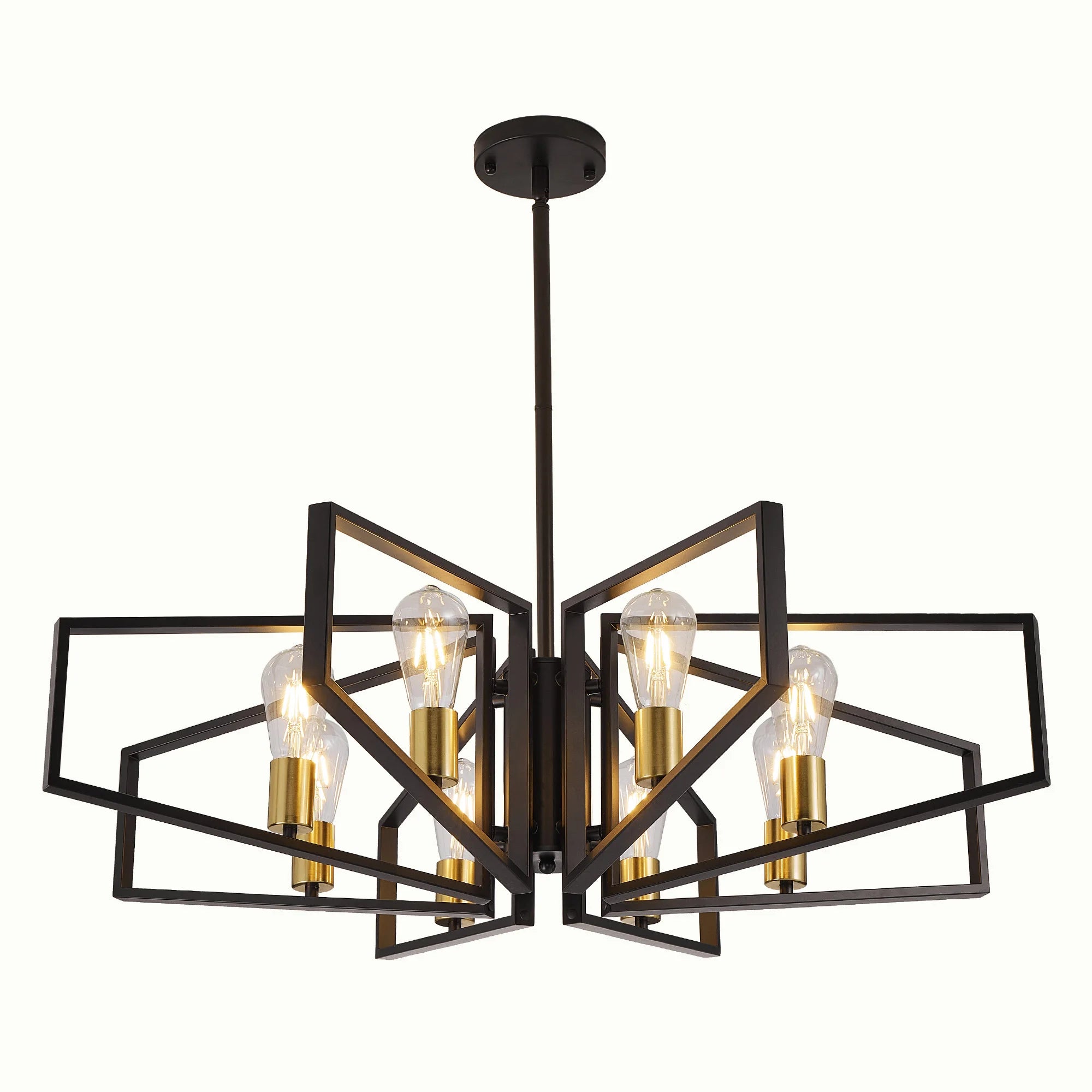 Modern 8-Light Geometric Chandelier Metal Pendant Light , Black or Golden Frame