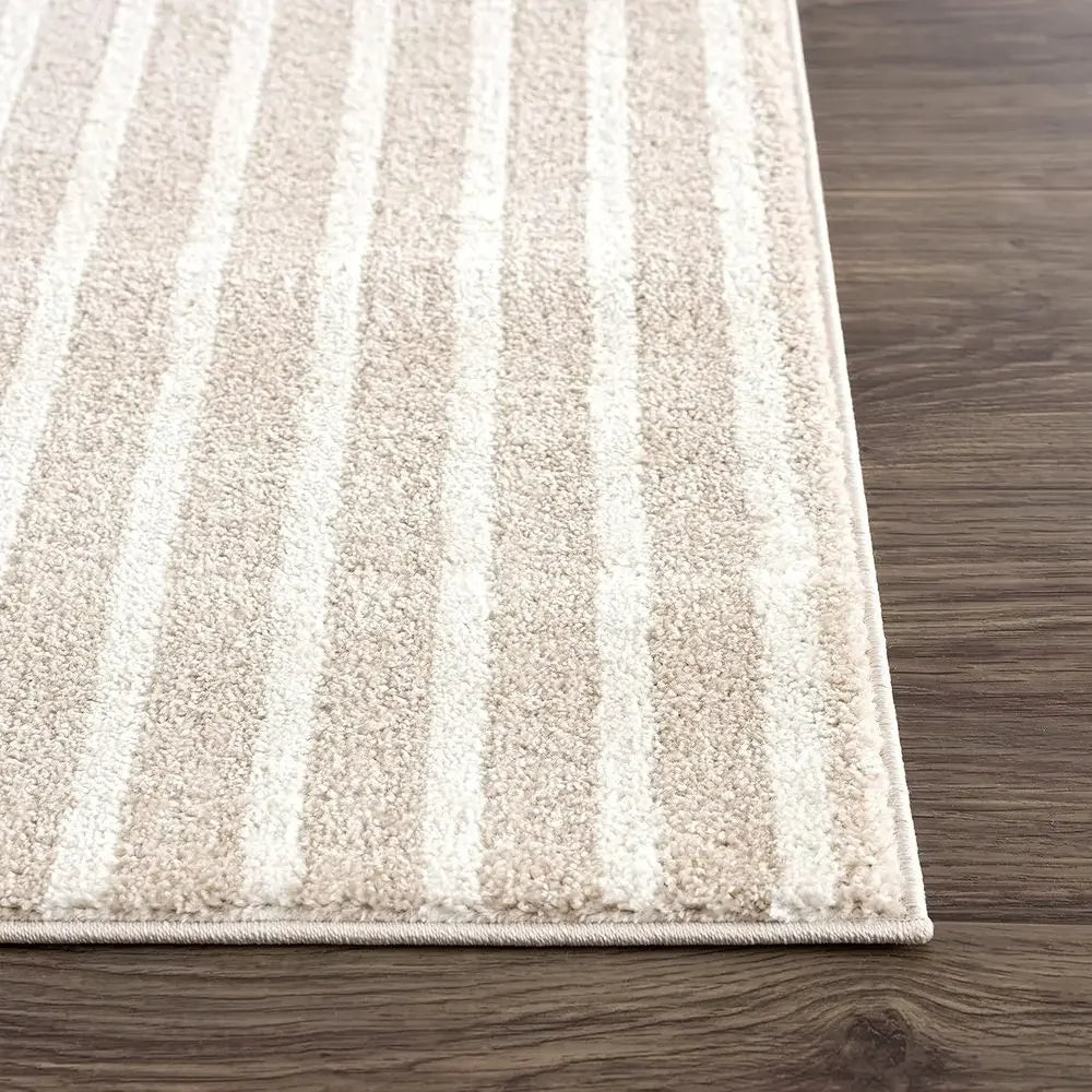 Pretty Pattern 5' x 8' Beige Arch Area Rug - Durable, Stain Resistant, Modern Design
