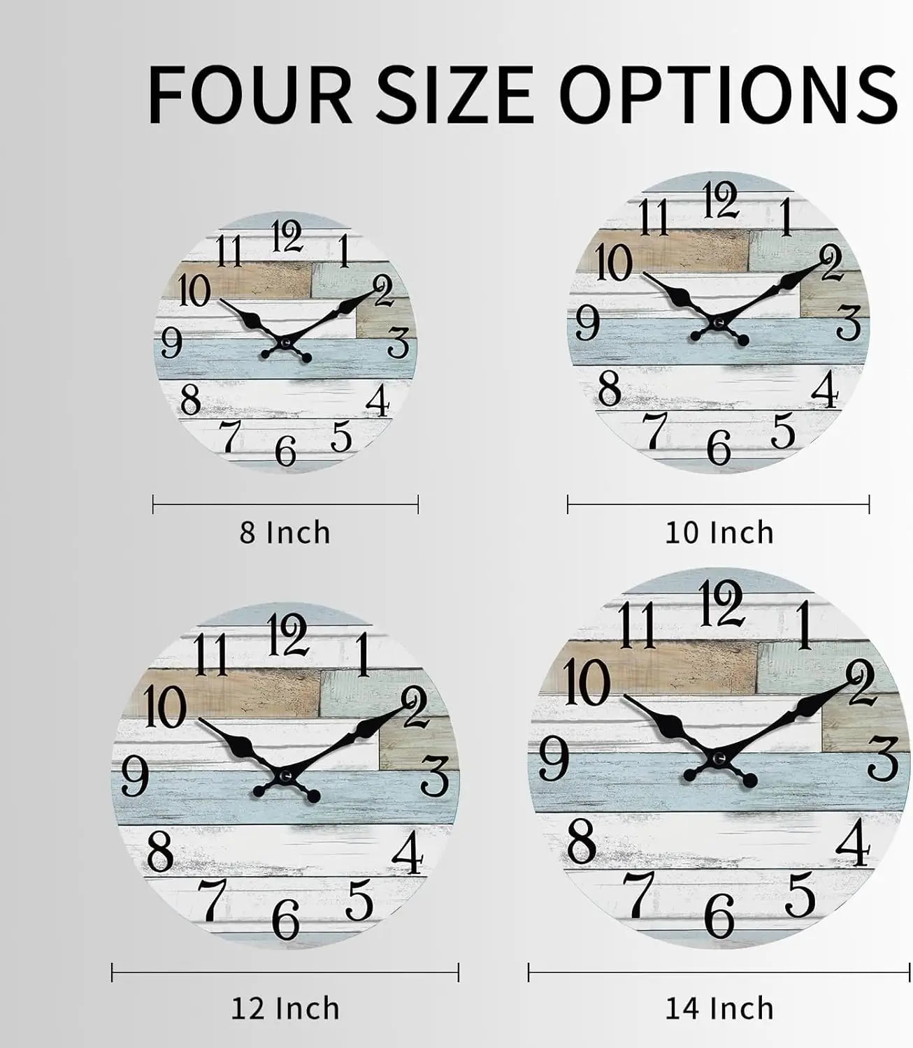 10 Inch Silent Non-Ticking Wall Clock, Coastal Rustic Retro
