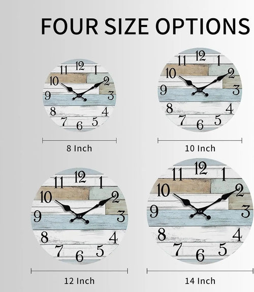 10 Inch Silent Non-Ticking Wall Clock, Coastal Rustic Retro