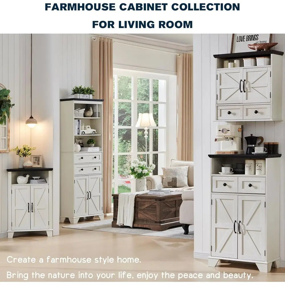 24 Wide Medicine Cabinet with Adjustable Shelf, Double Barn Doors, Storage Cabinet for Bathroom, Kitchen, Living Room, White