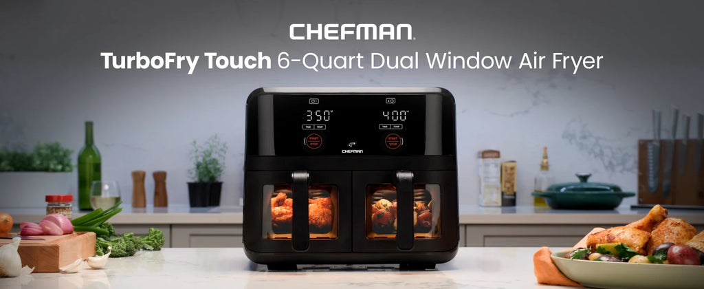 CHEFMAN 6 Quart Dual Basket Air Fryer Oven Easy View Windows