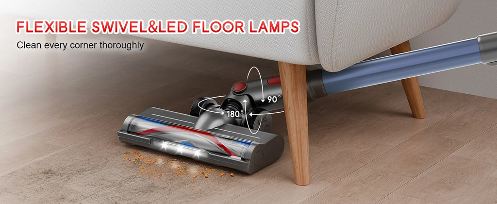 Powerful Cordless Vacuum Cleaner 78KPA 45Min Lightweight Stick Vacuum