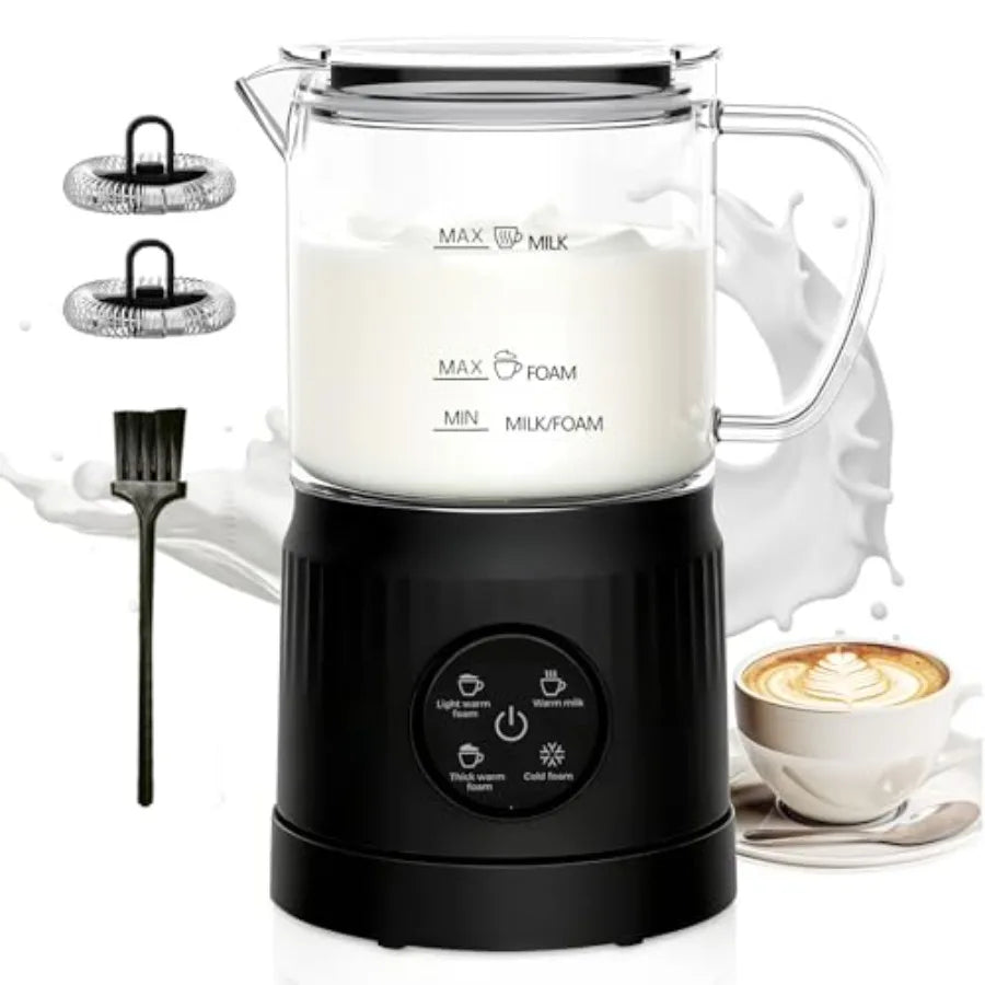 4-in-1 Milk Frother, Electric Milk Frother and Steamer with LED Touch Screen