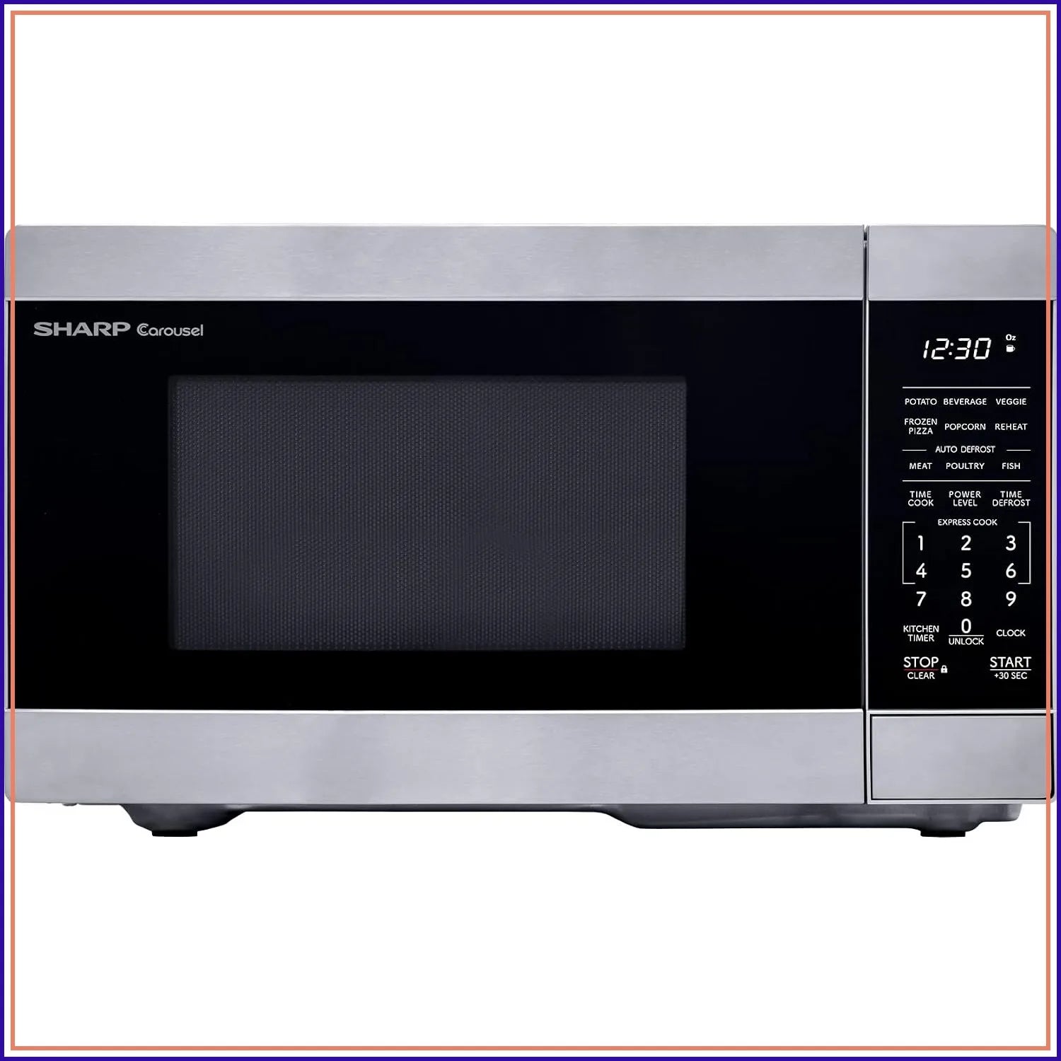 900W 0.9 Cu Ft Countertop Microwave with Turntable, Stainless Steel