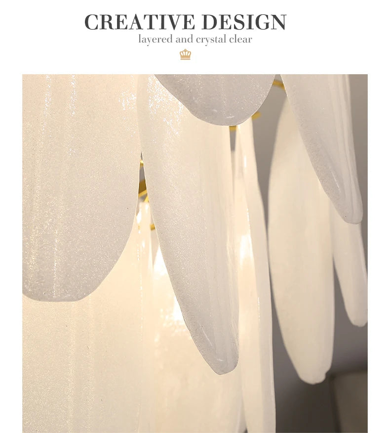 Lamp Luxury Feather Art Glass Chandelier Nordic Minimalism Chandelier French Style New Model LED