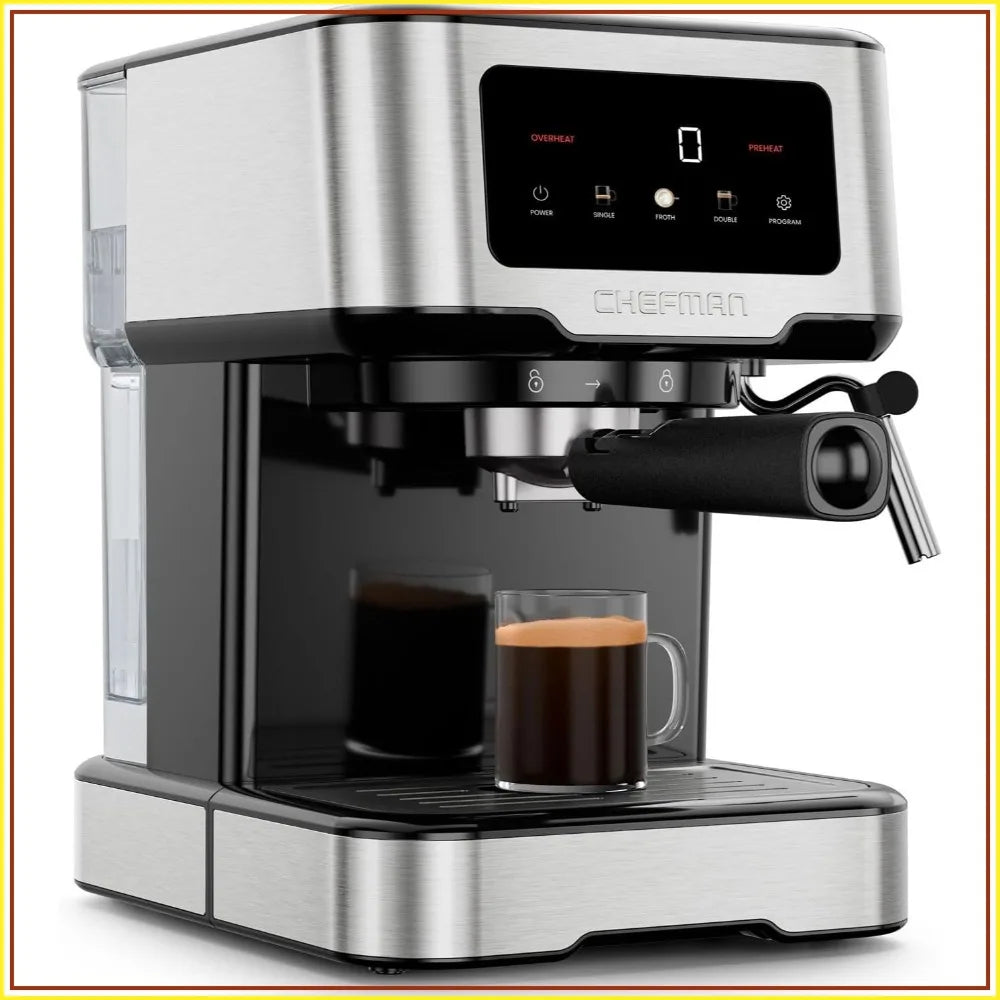 Fresh Espresso 15-Bar Pump Espresso Machine with Steam Wand