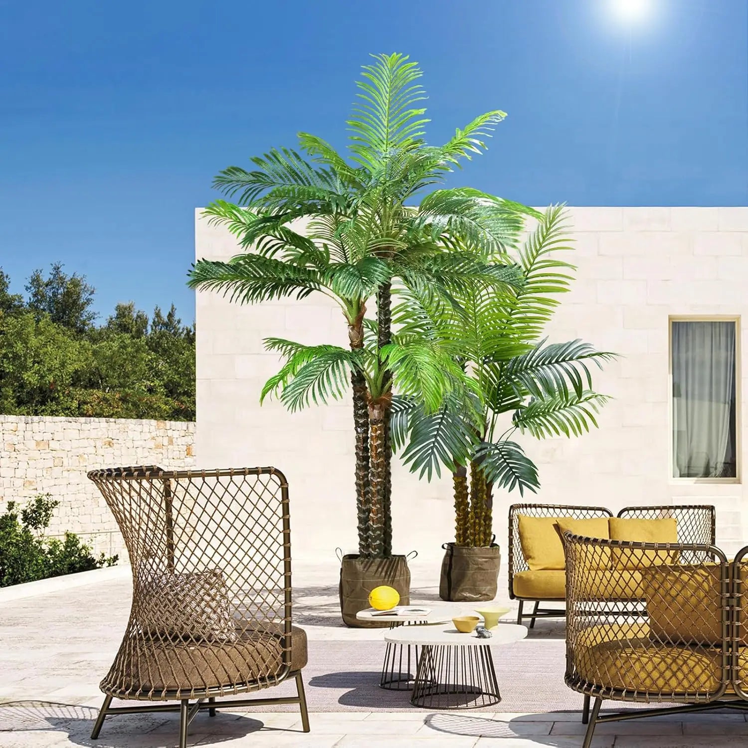 Palm Tree for Outdoors Triple Tropical Phoenix Palm,8ft Artificial
