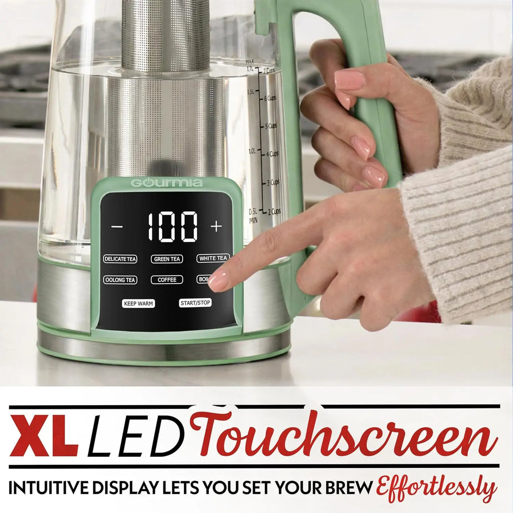 Electric Glass Kettle – 1.7L Programmable Tea & Coffee Brewer