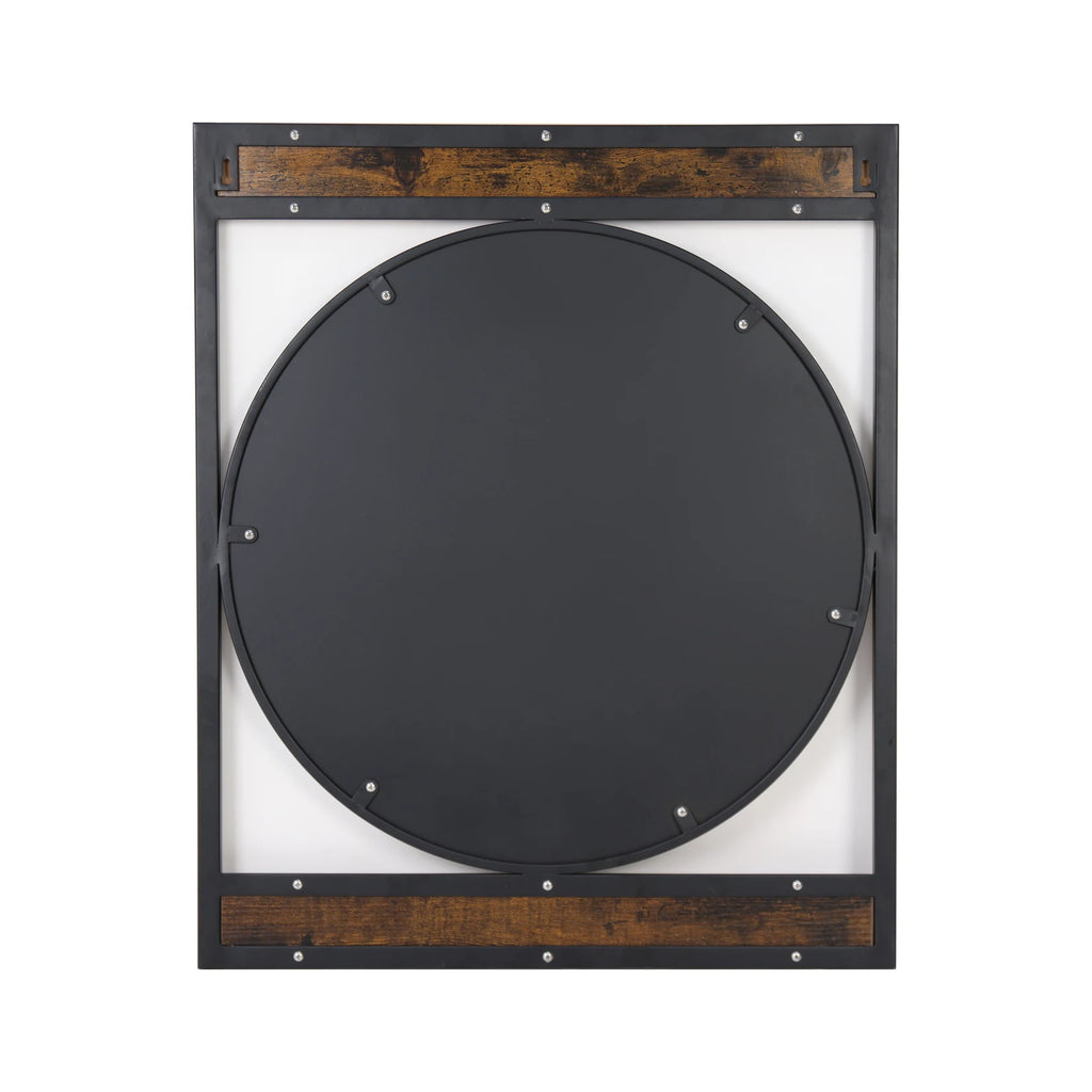 Industrial Metal Wood Frame Mirror 63x76CM