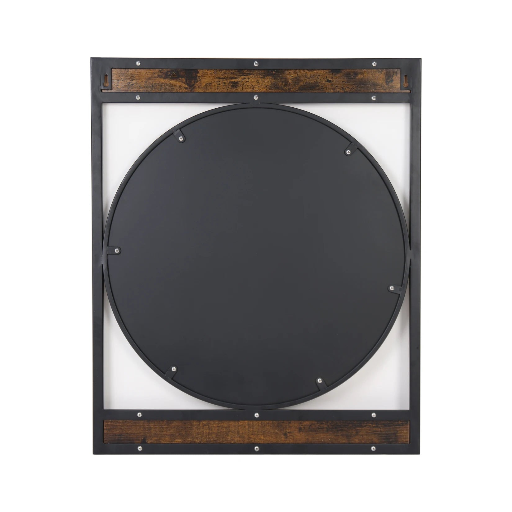 Industrial Metal Wood Frame Mirror 63x76CM